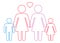 A schematic depiction of a family couple of lesbian women with children