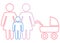 A schematic depiction of a family couple of lesbian women with children