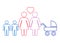 A schematic depiction of a family couple of lesbian women with children