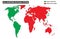 Schematic map of the world regions IALA buoyage system