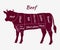 Scheme of Beef Cuts for Steak and Roast