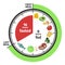 Scheme and concept of Intermittent fasting. Clock face symbolizing the principle of Intermittent fasting. Vector