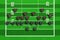 Scheme of football game. Team play and strategy. 3d illustration american football play with x`s and o`s. Top views of american