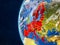Schengen Area members on globe from space