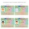 Schengen visa passport sticker templates for Sweden, Estonia, Liechtenstein set