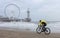 Scheveningen, The Netherlands - 30 December 2017: Cyclist on the
