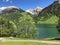 Schiberg, Zindlenspitz and Himmelchopf Mountains above the valley Wagital or Waegital and alpine Lake Wagitalersee Waegitalersee