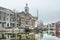 Schiedam canal, museum, barge and church