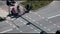 Schiedam, The Netherlands - June 13, 2020: closeup timelapse of a busy bicycle path in the city Schiedam, The Netherlands.