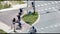 Schiedam, The Netherlands - June 13, 2020: closeup timelapse of a busy bicycle path in the city Schiedam, The Netherlands. Urban.