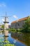 Schiedam, South Holland. The Netherlands, 06-12-2020. Traditional Dutch windmill that produces energy through water