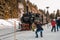 SCHIERKE, SAXONY-ANHALT / GERMANY - JANUARY 19, 2019: famous and historic Brockenbahn at Schierke train station at Harz Mountains