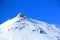 Schilthorn`s summit, 2970 m, with the Piz Gloria.  Bernese Alps of Switzerland, Europe.