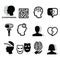 Schizophrenia, mental health, psychology icons set