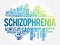 Schizophrenia word cloud collage, health concept background