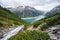 Schlegeis Stausee lake view. Zillertal, Austria, Europe