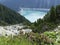 Schlegeisspeicher reservoir at Berlin high path, Zillertal Alps in Tyrol, Austria