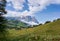 Schlern Massiccio dello Sciliar mountains on the Italian Alps Dolomites with cable cars passing by