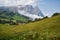 Schlern Massiccio dello Sciliar mountains on the Italian Alps Dolomites with cable cars passing by