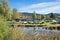 Schlierach river and colorful rowing boats