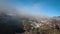 Schliersee Lake Bavaria. FPV Drone Flight in winter over the lake at sunny day. Fog, Mist over the water