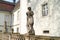 Schloss Fasanerie, balustrade in inner courtyard with idyllic villagers sculptures, Eichenzell, Germany