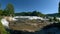 Schloss Laufen and the `Rheinfall`, last waterfall on the Rhine river, Schaffhausen