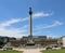 Schlossplatz with anniversary column and KÃ¶nigsbau on a summer day.