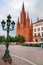 Schlossplatz square with Market Church in Wiesbaden, Hesse, Germ