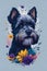 Schnauzer face in designed for art and painting