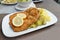 Schnitzel Classisc Viennese Veal Cutlet with potatoes