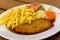 Schnitzel - cutlet with french fries and Salad