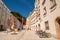 Schoendorferplatz square in the old town of Hallein, Austria.