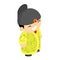 Scholar official boy isometric traditional wear costume chinese child character icon flat design vector illustration