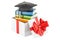 Scholarship for education in gift concept. 3D rendering