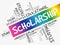 Scholarship word cloud collage