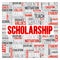 Scholarship word cloud, education concept background