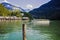 Schonau am Konigssee, Germany . Boat with passengers on lake nearby Schonau am Konigssee in Germany