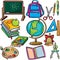 School accessories icons set