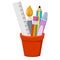 School accessories isolated in holder