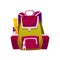 School backpack with supplies for lessons vector