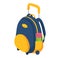 School backpack wheels retractable handle, water bottle side pocket. Back school travel luggage