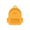 School backpack. yellow school bag. Front view travel bag.