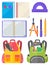 School Bag with Chancellery, Office Sign Vector