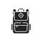 School bag glyph black icon. Urban backpack for teens and adults. School supplies. Sign for web page, mobile app, button, logo.