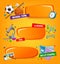 School banners, educational vector cartoon frames