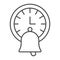 School bell and the clock thin line icon, online education concept, school break sign on white background, Ringing