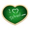 The school blackboard green in the shape of heart