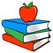 School Books with an Apple