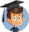 School Boy with Graduation Hat Vector Cartoon